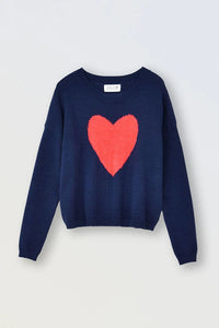 NAVY KNITTED HEART SWEATER