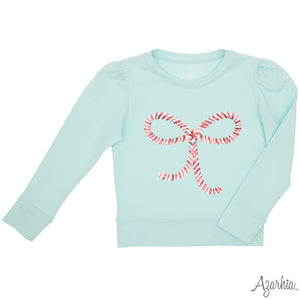 SEQUIN CANDY CANE BOW SWEATSHIRT