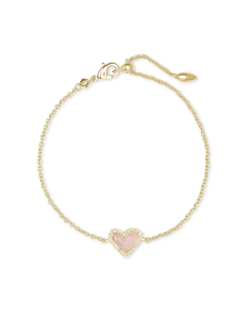 ARI HEART BRACELET- ROSE QUARTZ