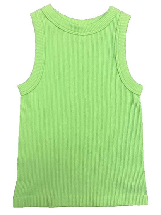 HIGH NECK RIB TANK- LIME