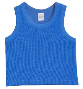 SMOCKED TANK- COOL BLUE