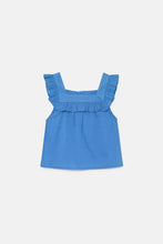 Load image into Gallery viewer, RUFFLE NECK TOP- BLUE