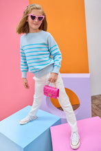 Load image into Gallery viewer, STRIPED SWEATER- AQUA