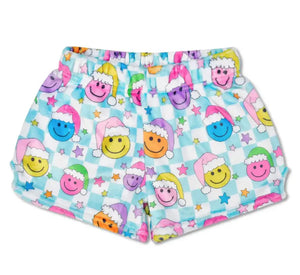 PLUSH PJ SHORTS - HAPPY SANTA