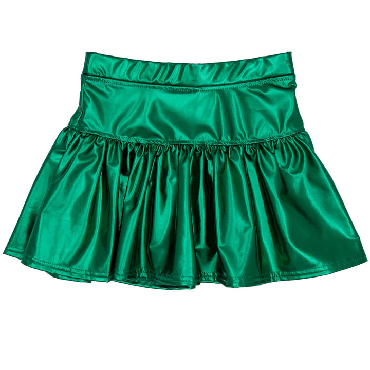 METALLIC SKORT- GREEN