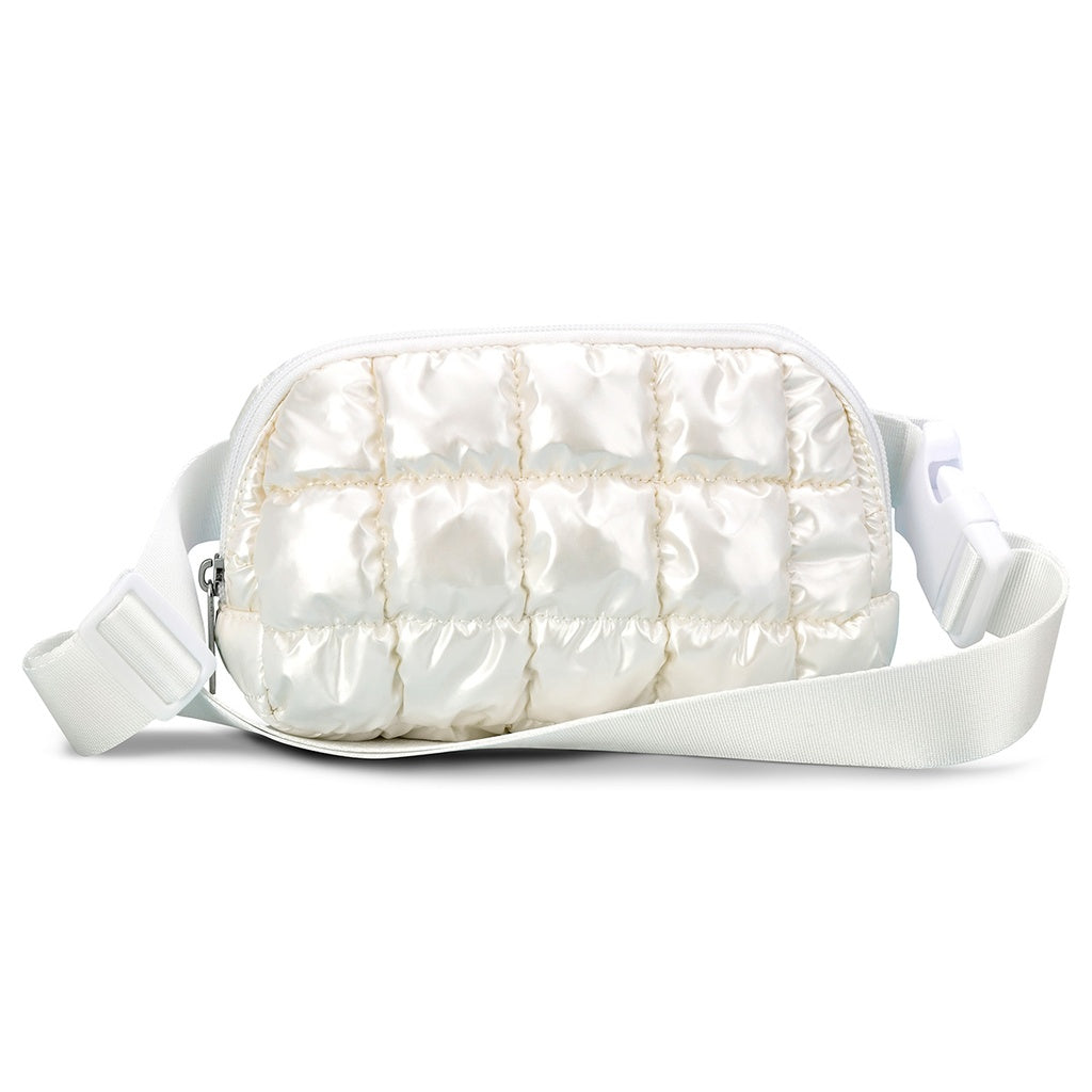 PEARL WHITE SHINY BELT BAG