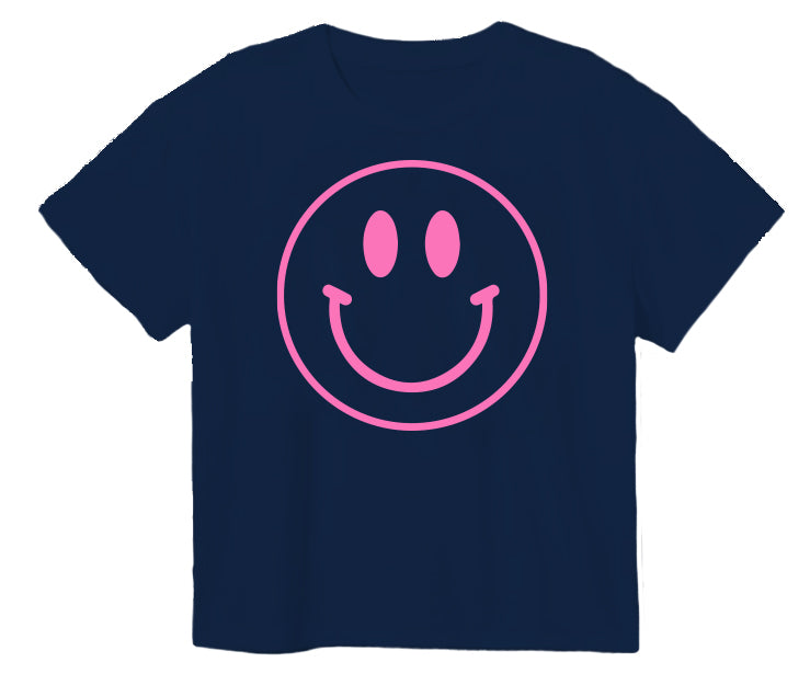HOT PINK PUFFY SMILEY TEE