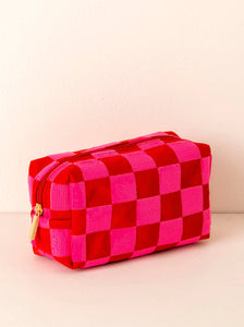 RED CHECK COSMETIC BAG