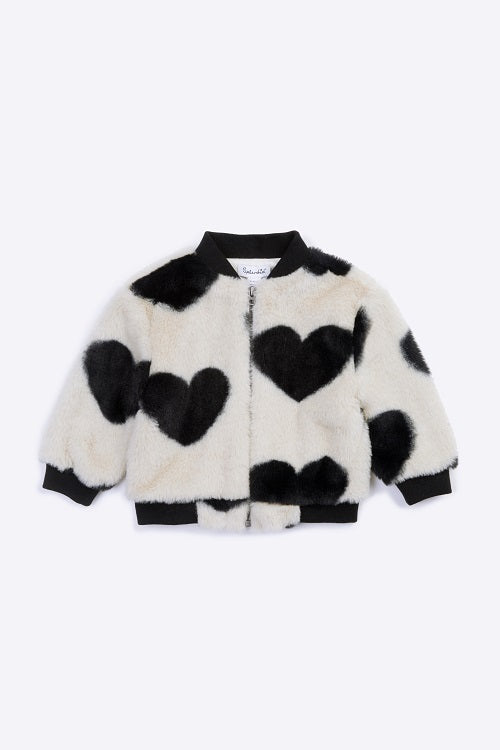 FAUX FUR HEARTS BOMBER