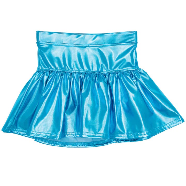 METALLIC SKORT- TURQUOISE