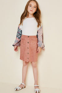 SCALLOP SUEDE SKIRT