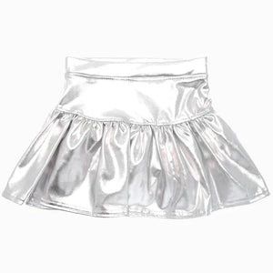 METALLIC SKORT- SILVER