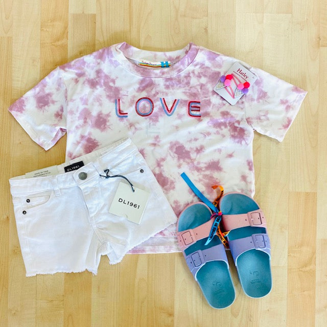 MAUVE TIE DYE LOVE TEE