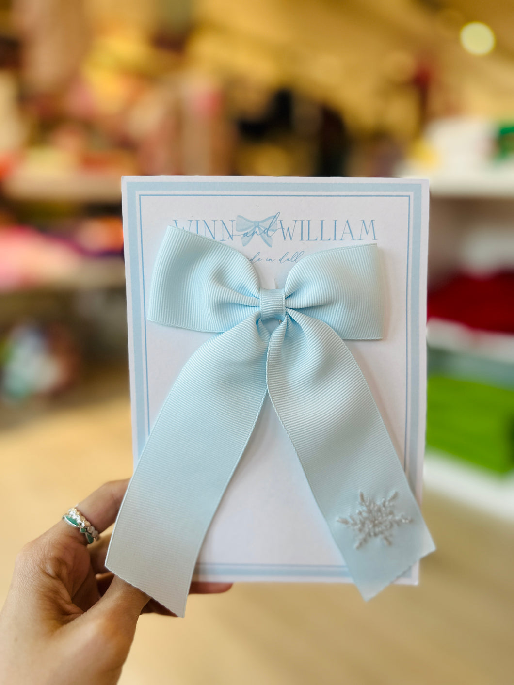 BLUE SNOWFLAKES BOW