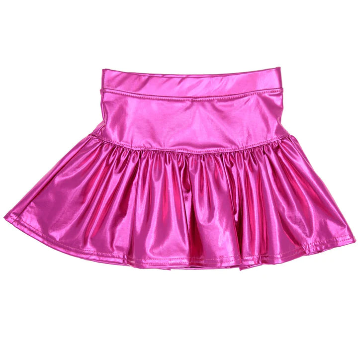 METALLIC SKORT- HOT PINK