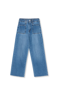 WIDE LEG FRAYED JEAN