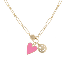 HEART & SMILEY ENAMEL NECKLACE