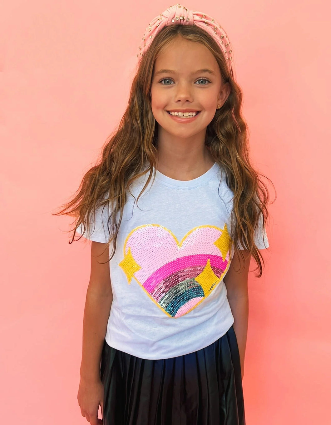 RAINBOW SPARKLE HEART TEE