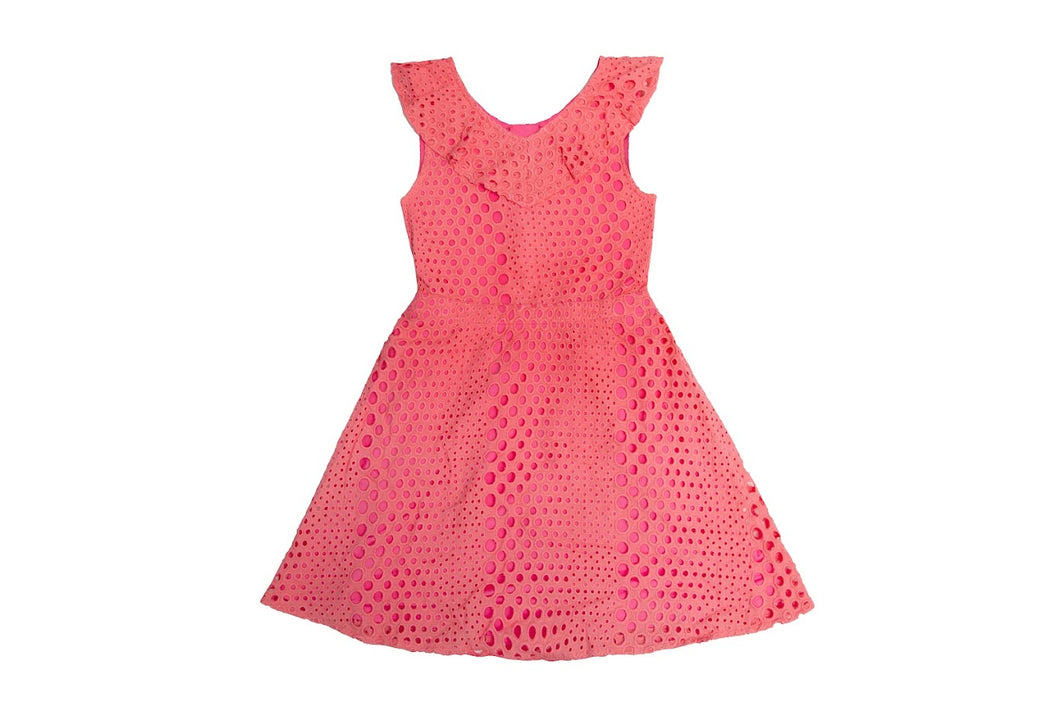 CORAL EYELET DRESS